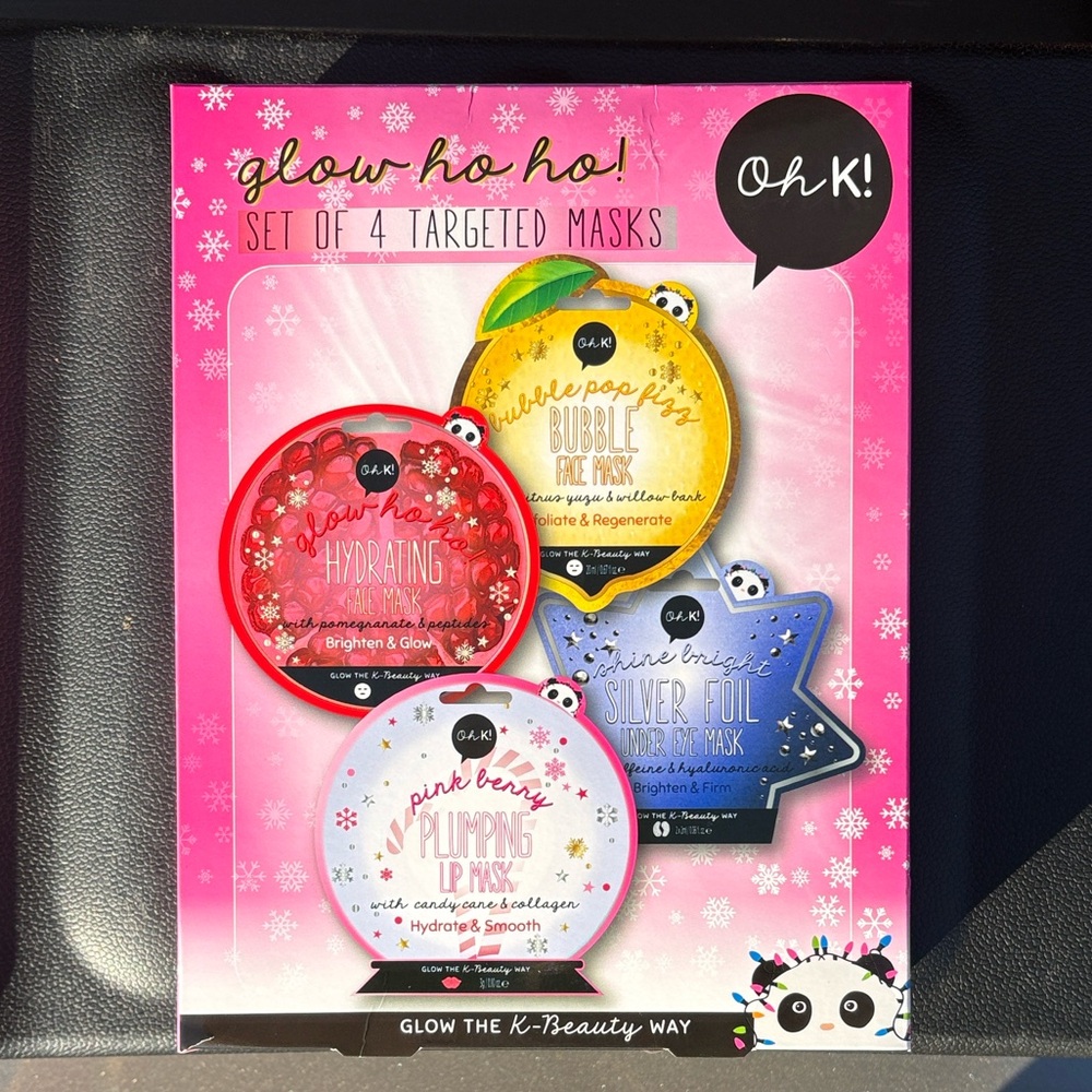 Oh K! K-Beauty Face Mask Set (4) Hydrating Plumping Brightening NIB